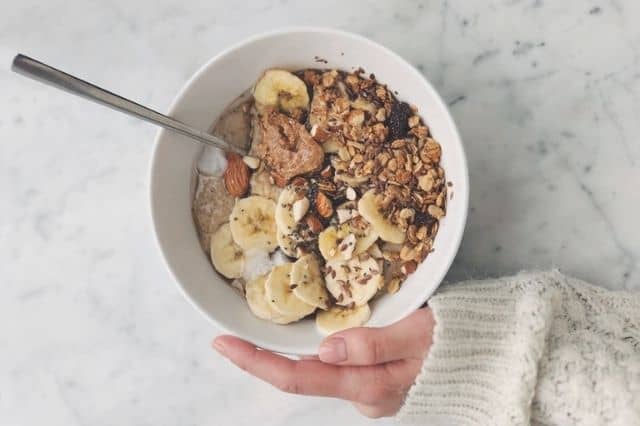 healthy bowl of cereal with banana