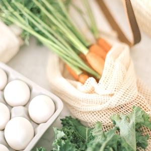 carrots, eggs, kale