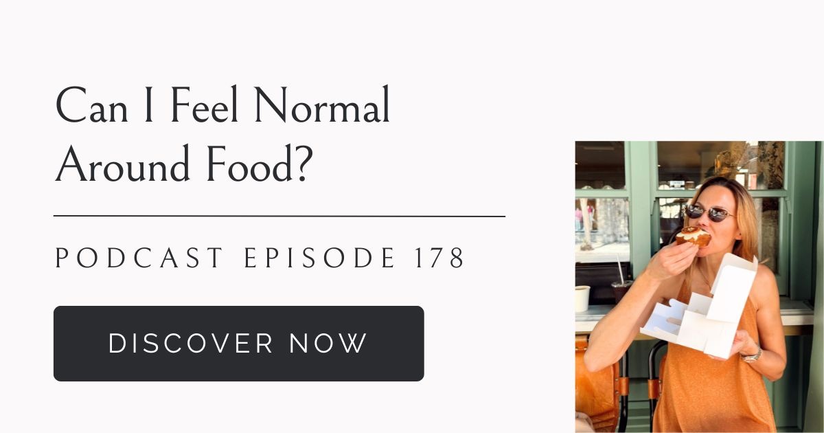 can I feel normal around food? Woman eating dessert.