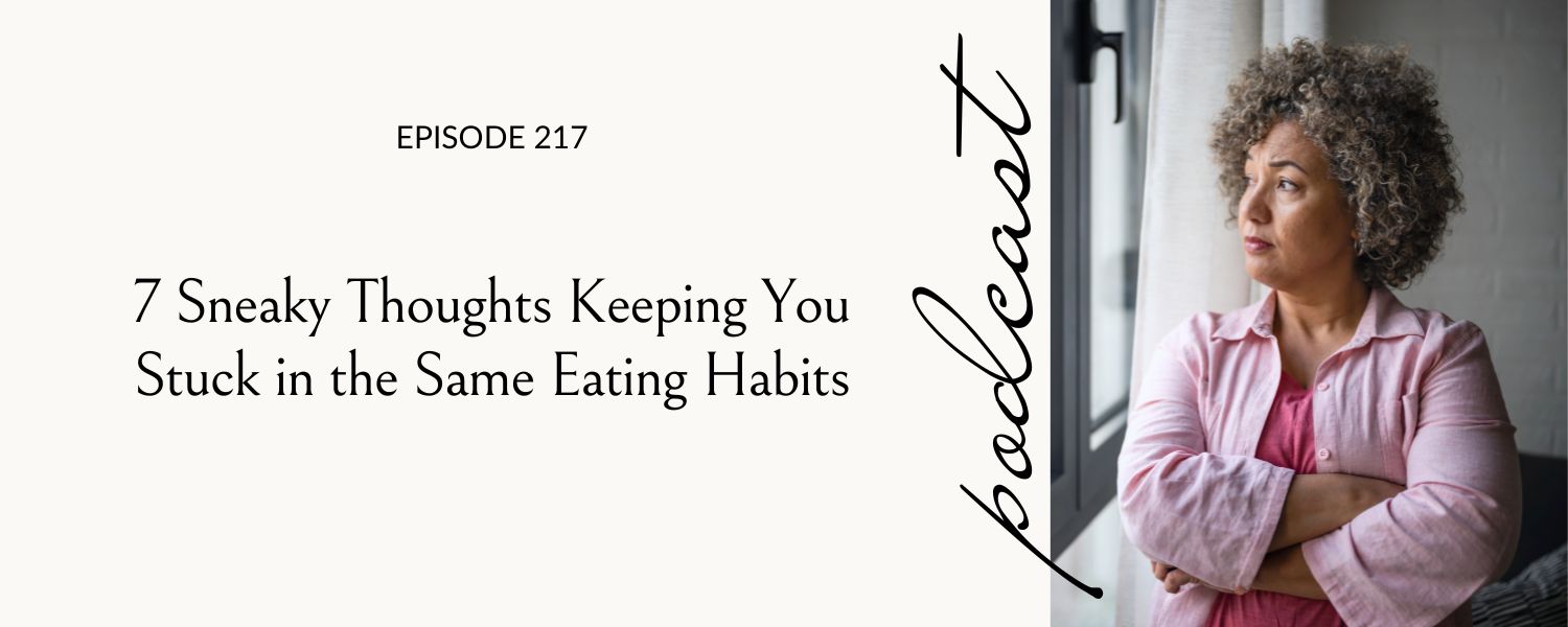 woman thinking and feeling stuck in the same eating habits and at the same weight