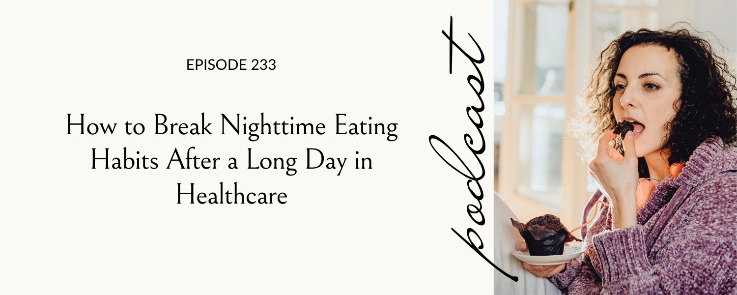 woman eating chocolate cupcake after a long day working in healthcare